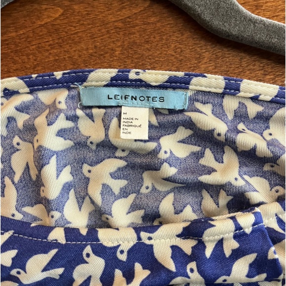 Leifnotes Gull Print Blue & White Viscose Dress Size Medium - Picture 3 of 6